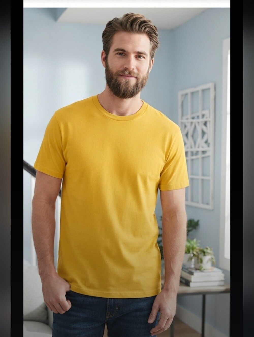 George Men's Bright Yellow Crew Neck Tee